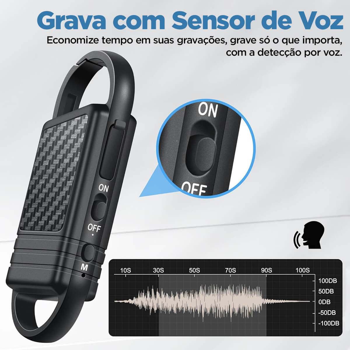 gravador espião disfarçado grava com sensor de voz
